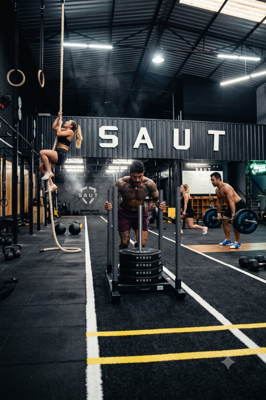 Atletas treinando HYROX e Crosstraining na SAUT